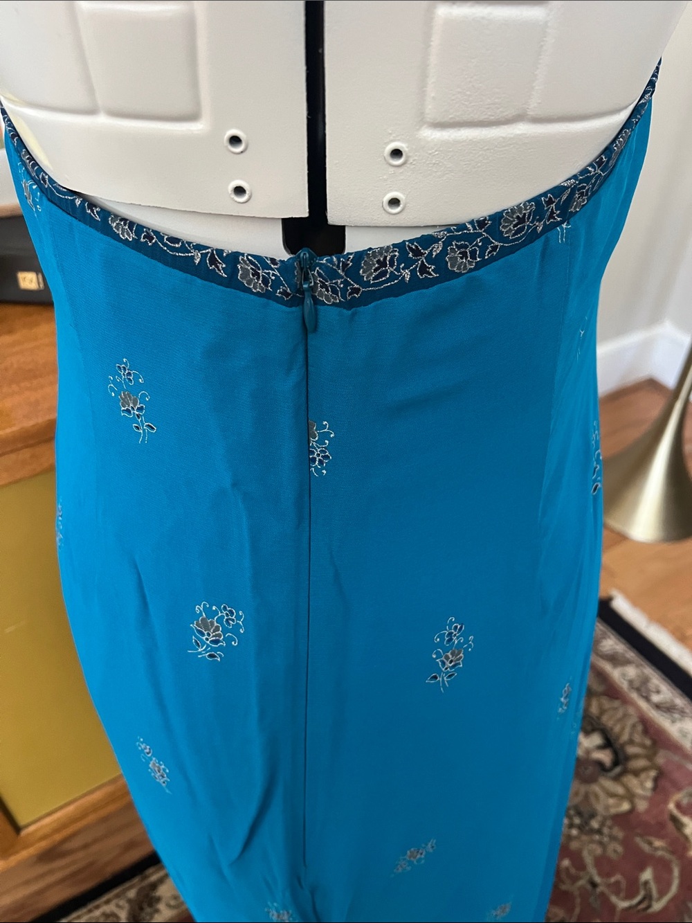 Laundry By Shelli Segal Teal Halter Maxi Dress with Contrast Hem - Picture 8 of 13